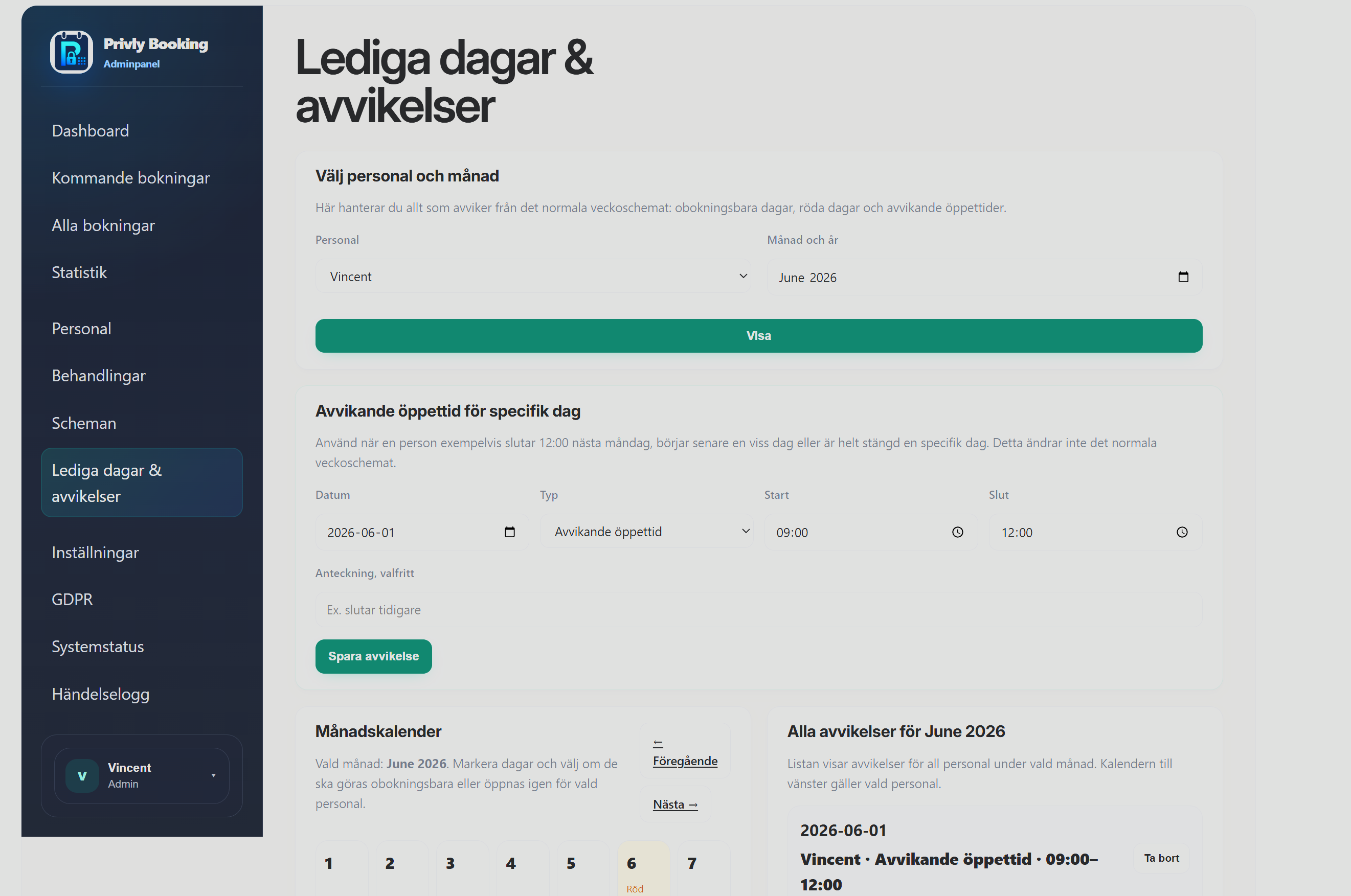 Privly Booking customer booking page
